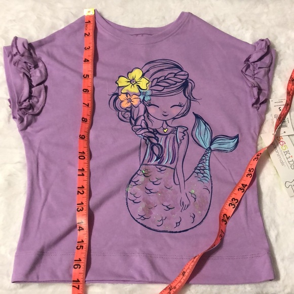 365Kids Purple Sequin Mermaid T-shirt Girls Size 5 - Picture 9 of 10